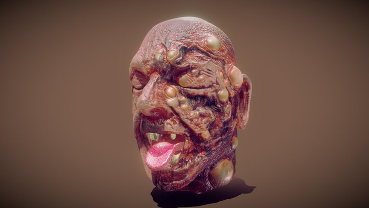 Burned Male Face 3D Model