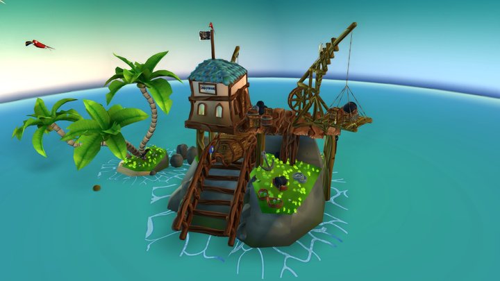 Stylized Pirate Shipyard 3D Model