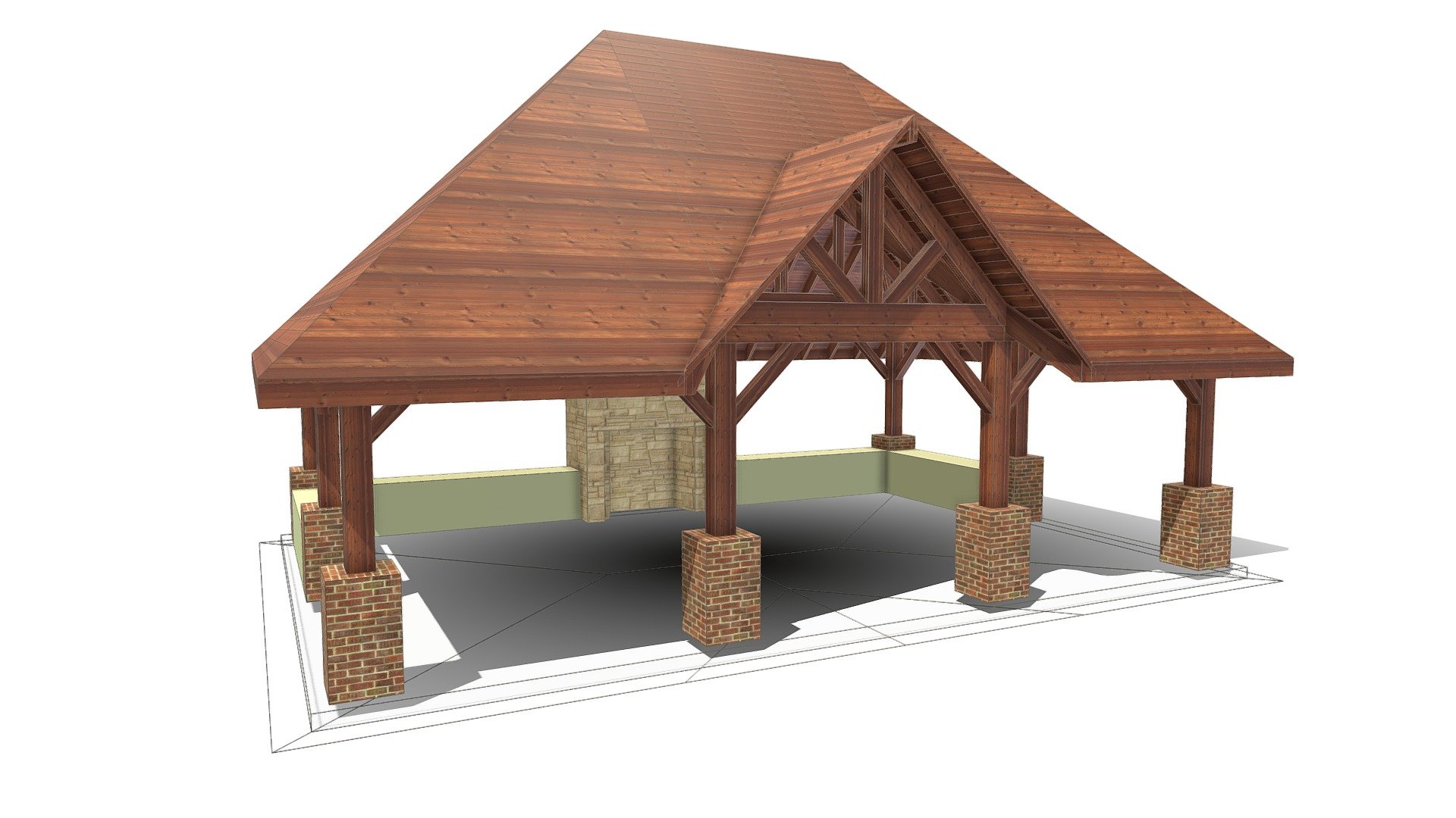 Custom Pavilion 40 ft L x 28 ft W 2nd Ver - 3D model by Forever Redwood ...
