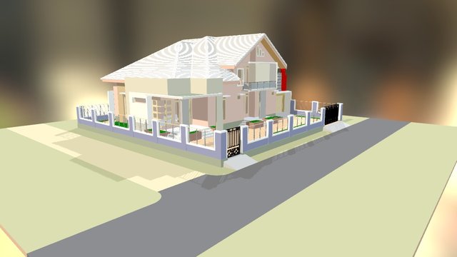 Rumah Semi Dua Lantai Type 177 Modern 3D Model