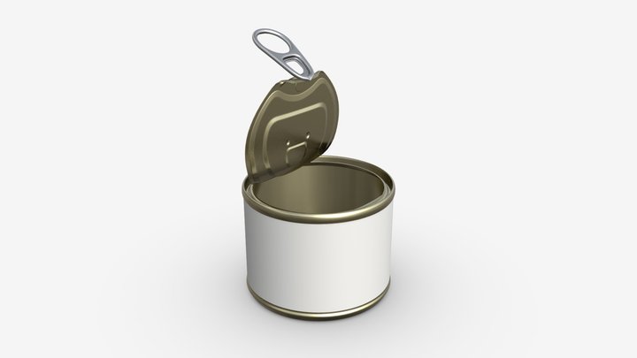 Canned food round tin metal can 016 open 3D Model