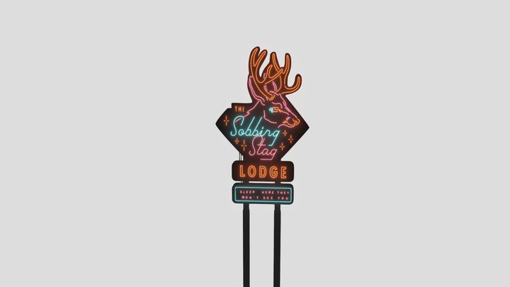 "The Sobbing Stag Lodge" Neon Sign 3D Model