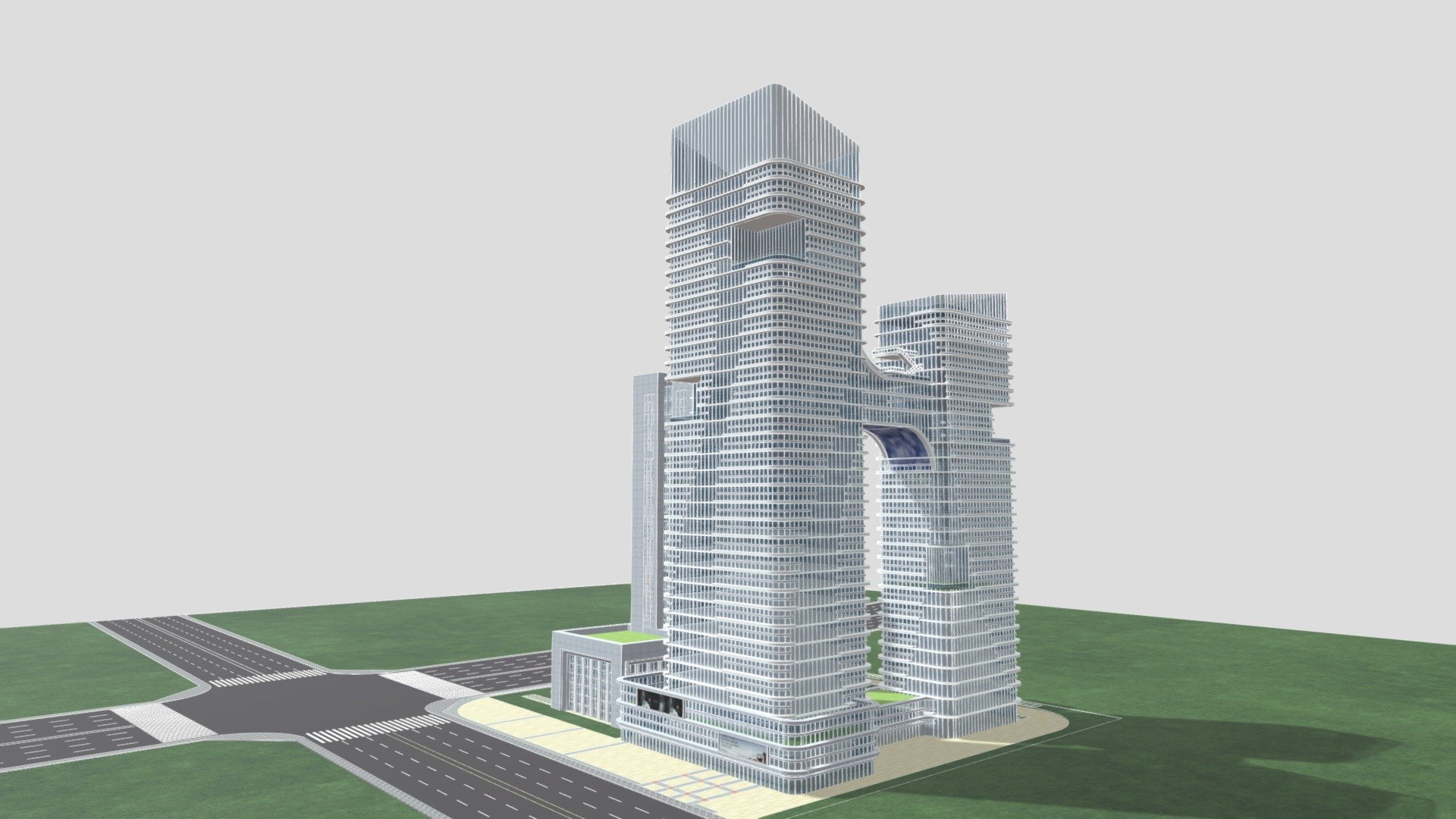 Modern office and commercial center - 3D model by OTTOMANER [6cd4e86 ...