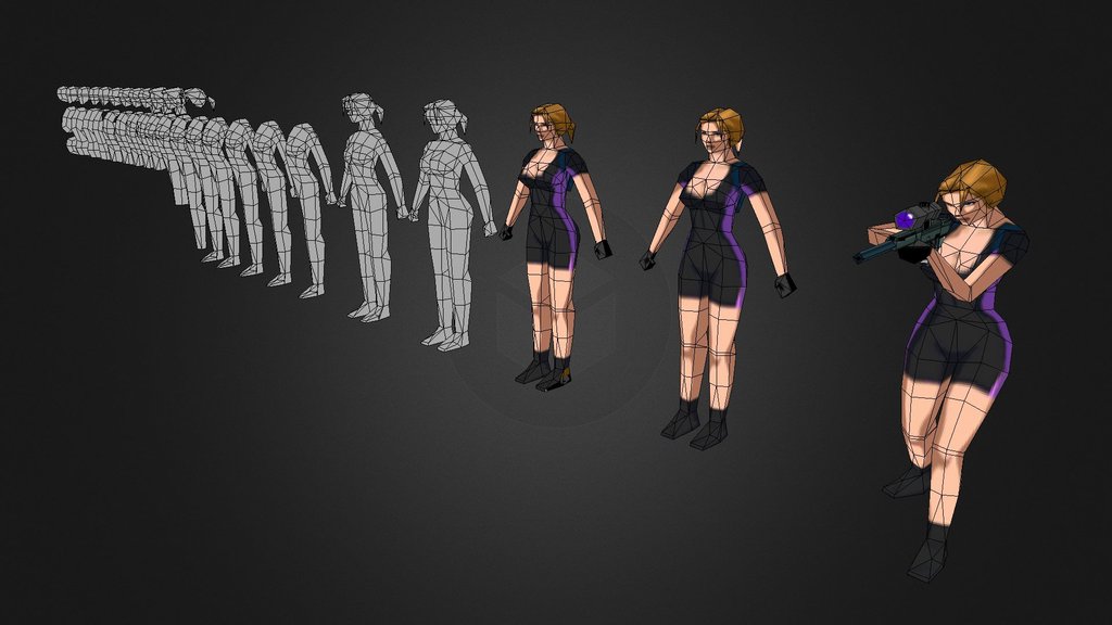 LowPoly character pipeline(Fear Effect 2 - Rain)