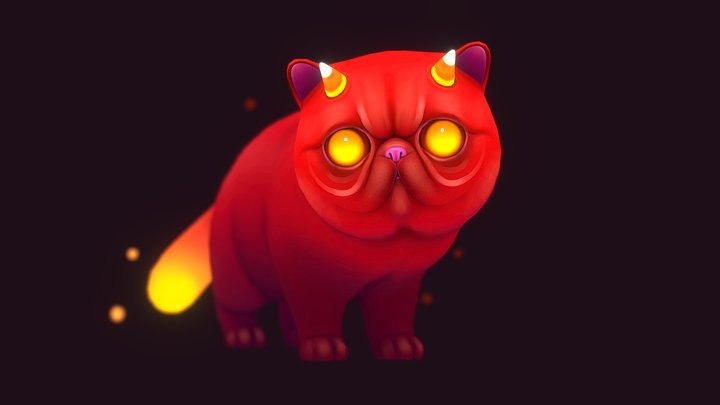 Candy Corn Demon Cat 3D Model