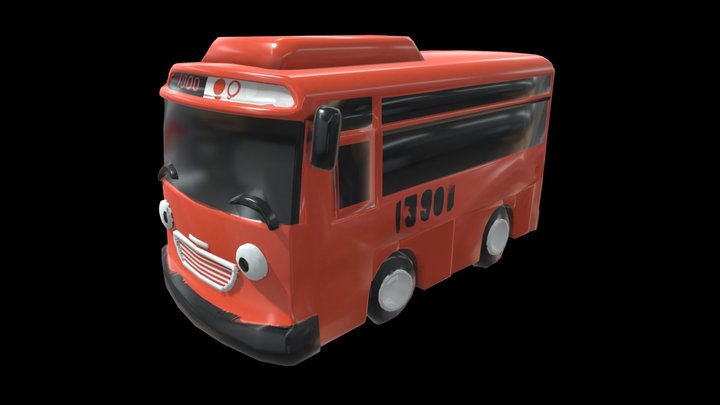 Red school bus 3d model