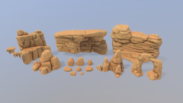 Stylized Stone Rock Pack 3D Model
