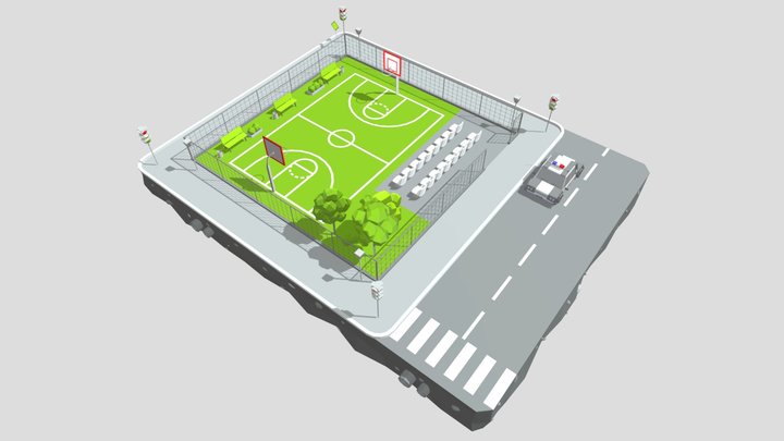 Stadium Block from Cartoon Low Poly City 3D Model