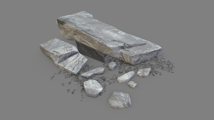 Natural Slate Blocks 3D Model