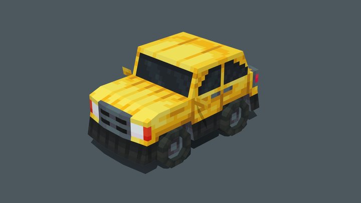Yellow Low Poly Sedan 3D Model