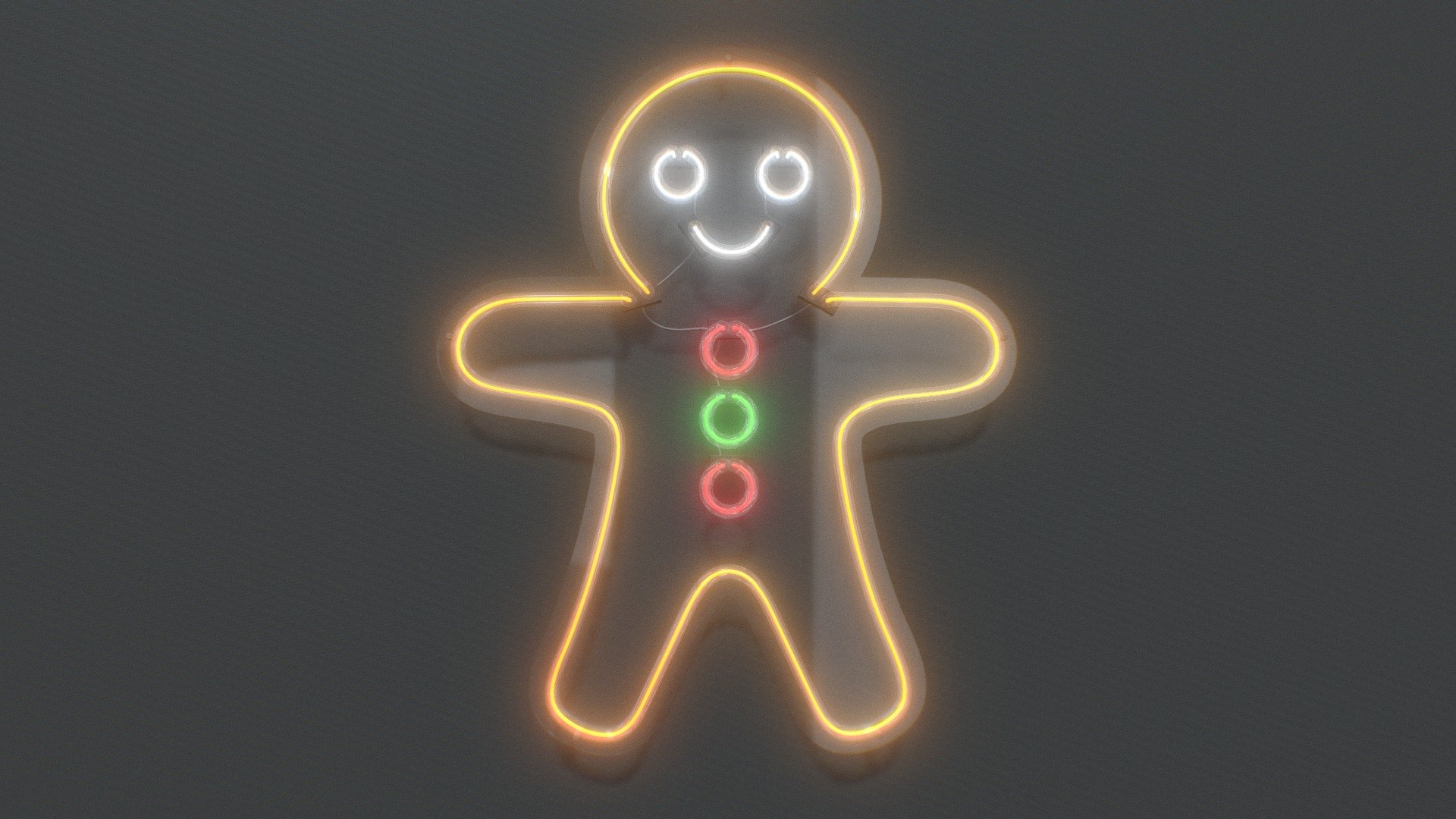 Gingerbread Man - Neon Sign - Buy Royalty Free 3D model by NEONPLEX ...