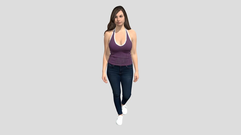 Casual Portrait In Purple Tank Top