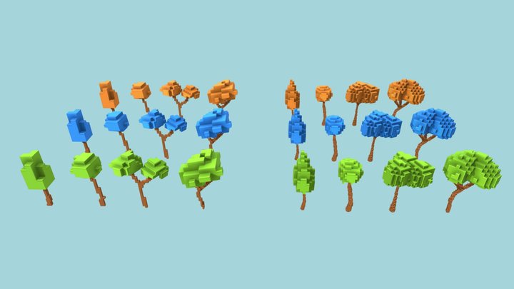 [FREE] Cartoon Voxel Trees 3D Models