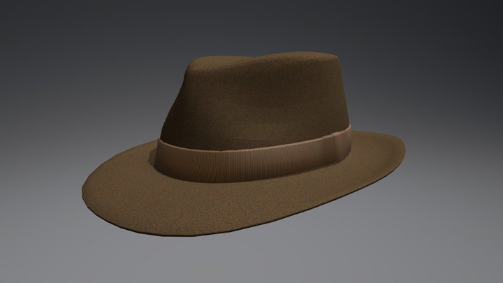 Trilby Hat (Dark Brown) 3D Model