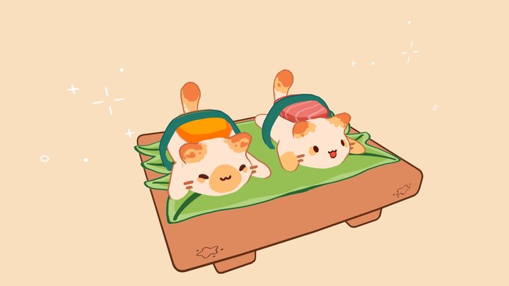 Sushi Cat Table 3D Model