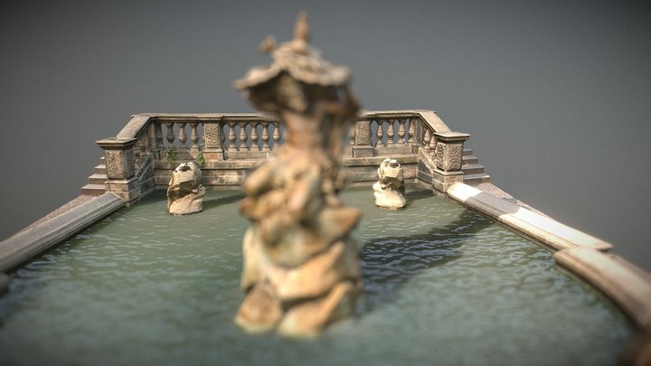 Neptune Fountain in Grébovka Park, Prague 2 3D Model