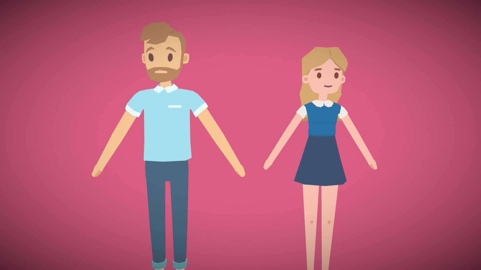 Low Poly Flat Color Characters M F Download Free 3D Model By Low Poly Flat Color Characters M F Download Free 3D Model By