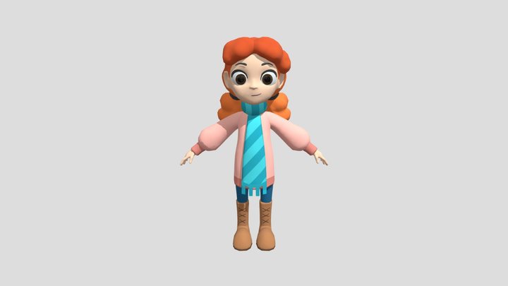 Cartoon Little Girl 3D Sculpture 3D Model