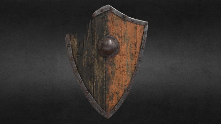 Old Broken Shield 3D Model