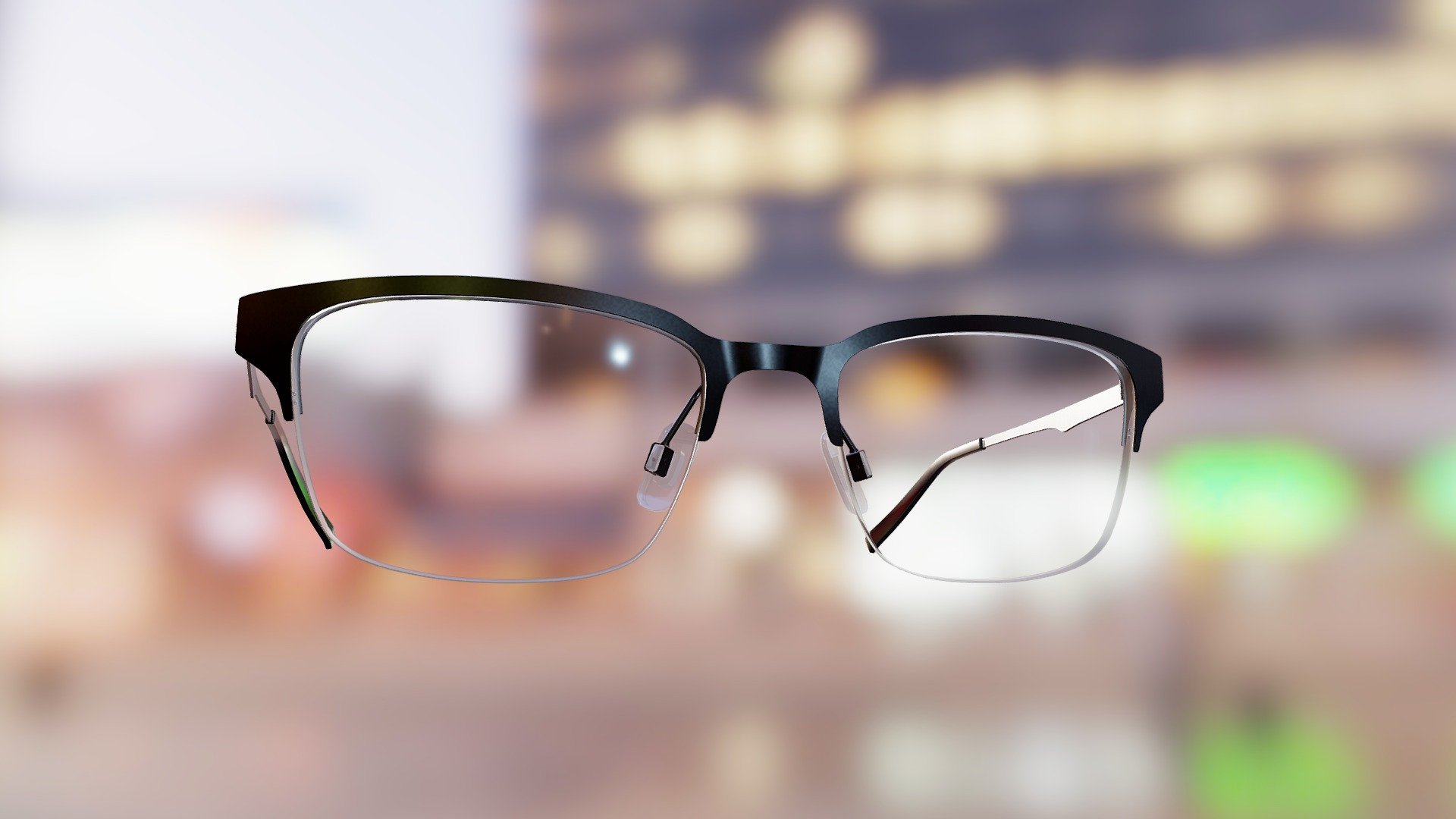 Titanium Half-Rim Rectangle Glasses (Black)