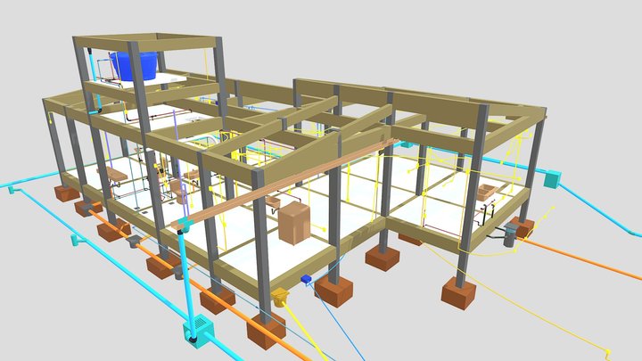 Projeto hidro e elétrico residencial 3D Model