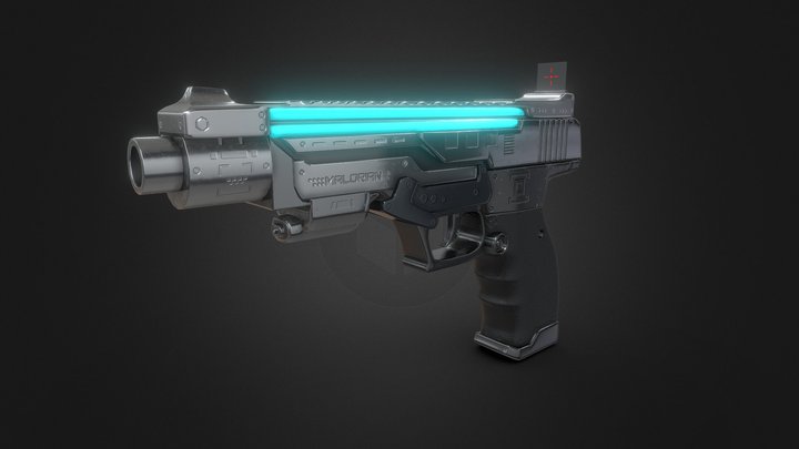 Cyberpunk Pistol Malorian 3518 Concept 3D Model