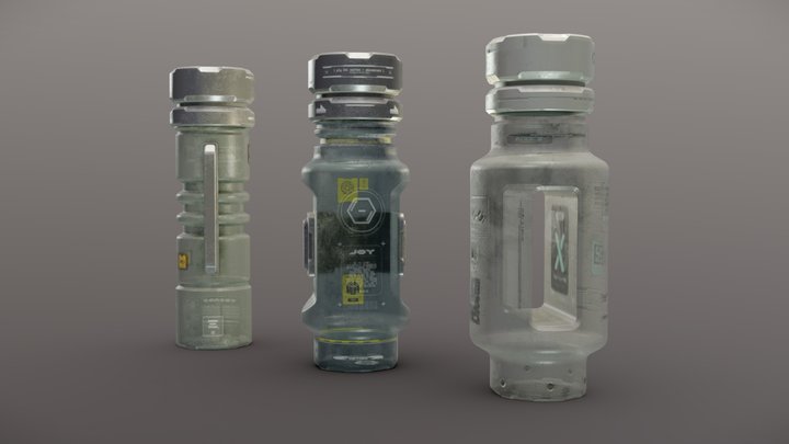 Cyberpunk Bottles I 3D Model