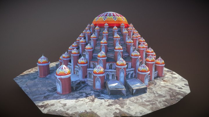 The Asmaul Husna - 99 Dome Mosque Makasar 3D Model