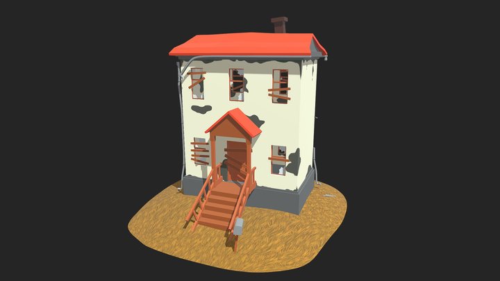 Abandoned house cartoon 3D Model