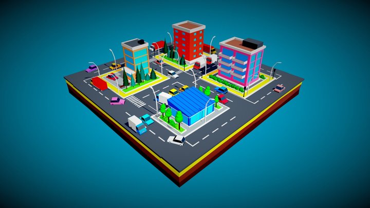 Lowpoly City – Modelo 3D gratuito STL