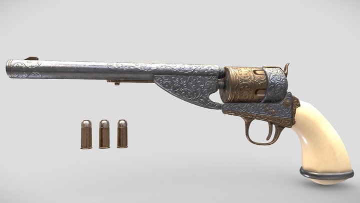 Ornamented Revolver 3D Model