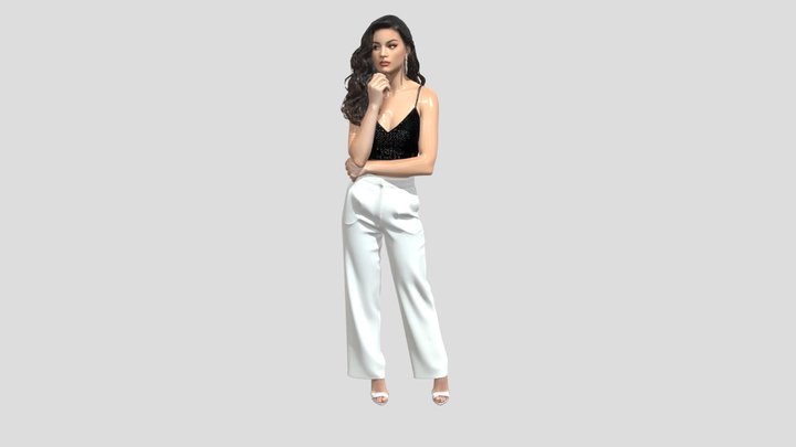 Elegant Contrast: Black Top and White Pants – Modelo 3D gratuito STL