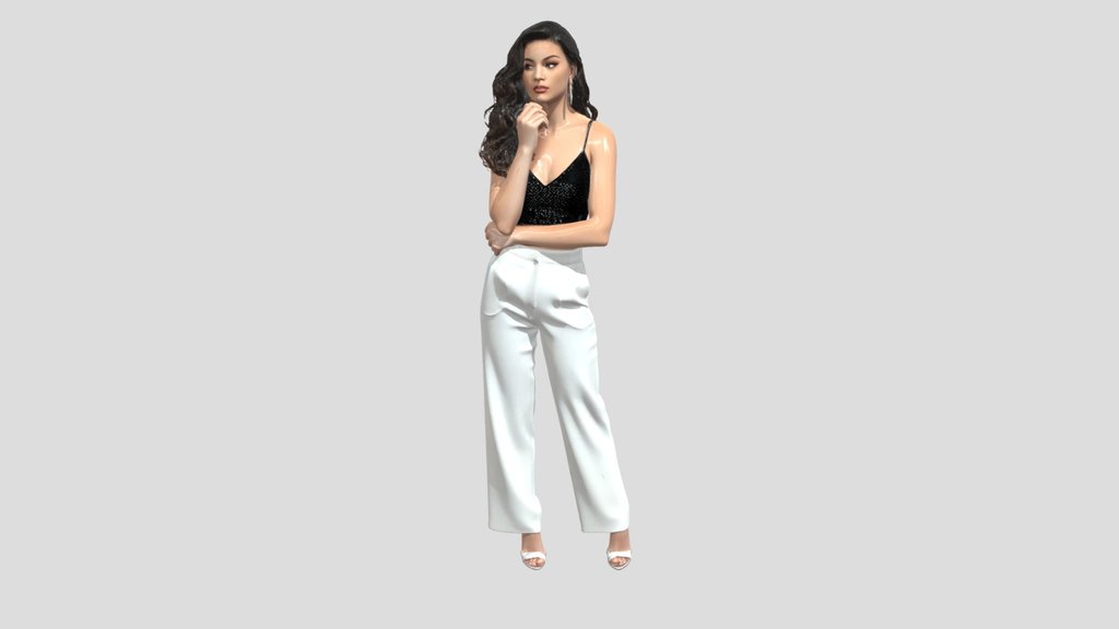Elegant Contrast: Black Top and White Pants