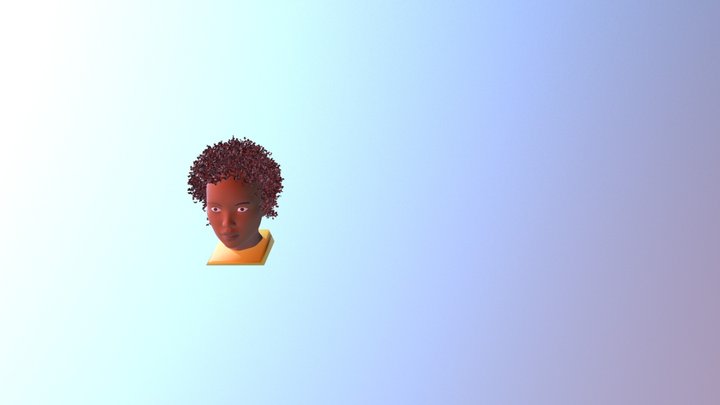 Head Curly haired little girl - Blender 3D Model
