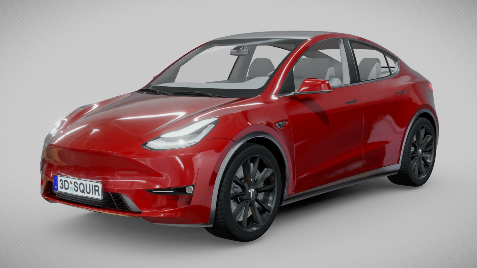 3D model Tesla Model Y 2021 - This is a 3D model of the Tesla Model Y 2021. The 3D model is about a red car with a white background.