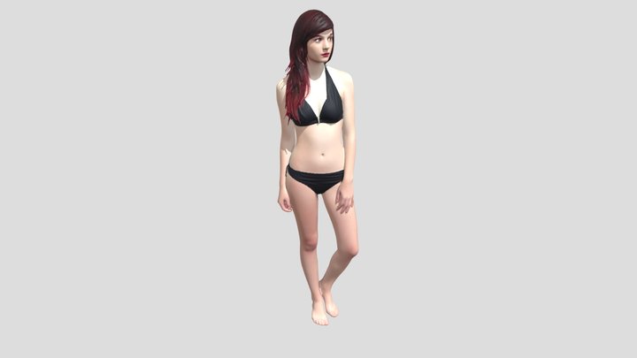 Red- Haired In A Black Bikini – Modello 3D gratuito STL