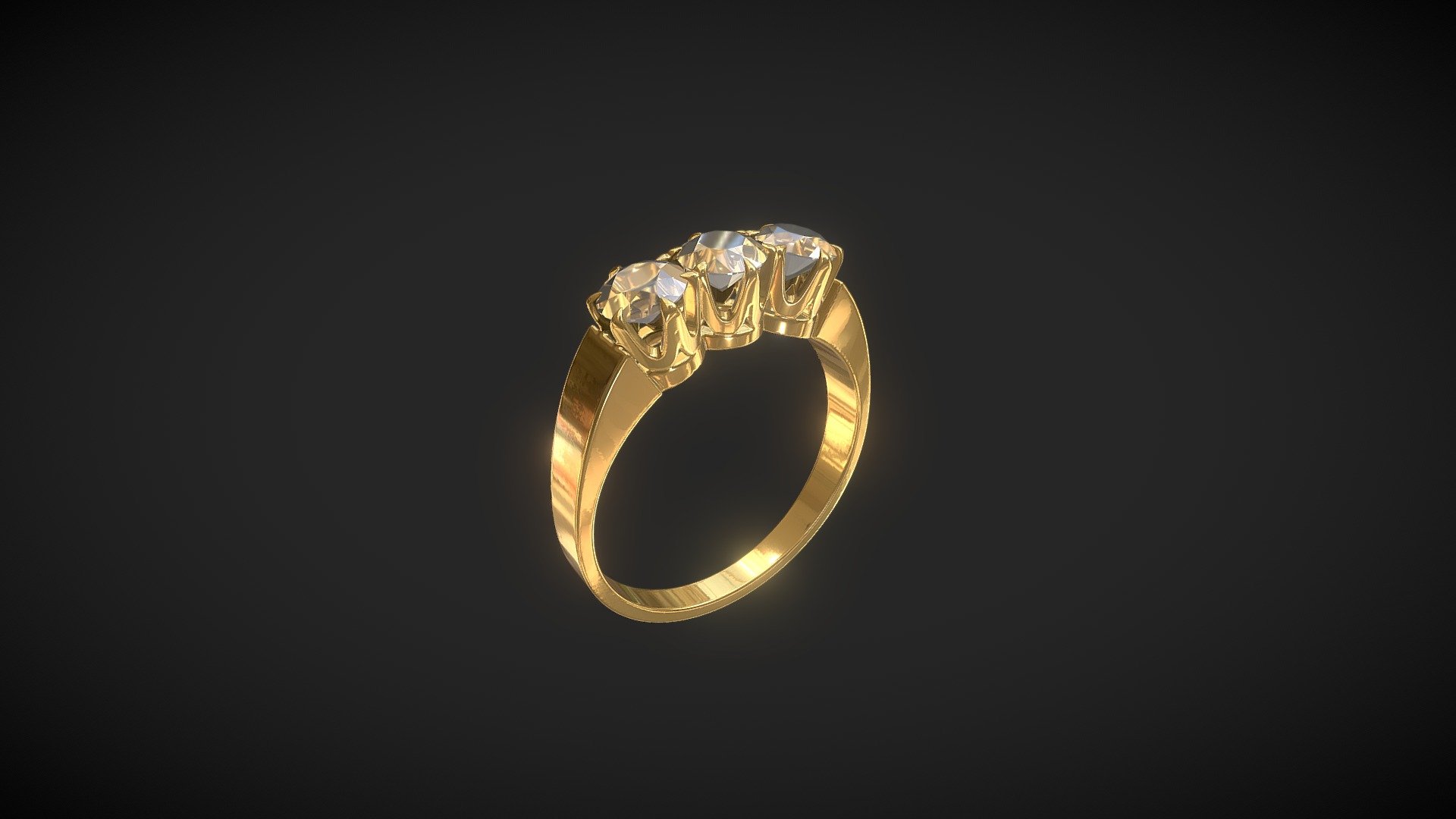 Jewelry. Ring with 3 diamonds