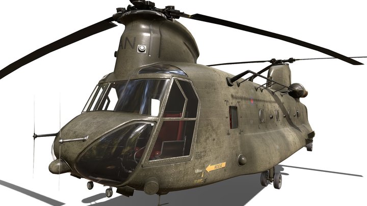 Chinook CH-47 Military Transport Helicopter 3D Model