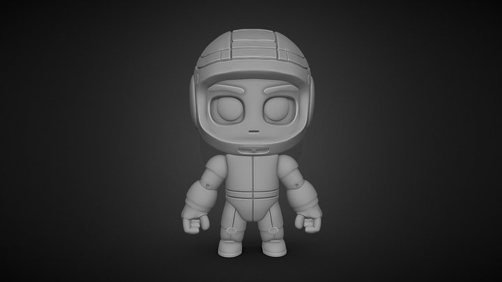 Cute Chibi Robot for 3D Printing // Art-toy 3D Model