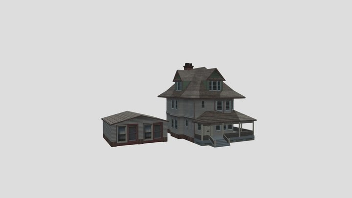 3D House with Garage Rigged Model 3D Model