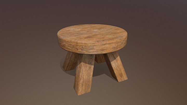 Wooden Stool / Chair 3D Model