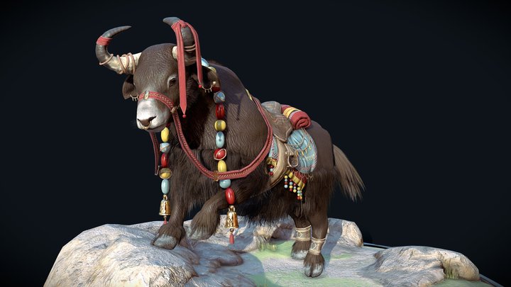 Decorated Yak [Game-Ready] 3D Model