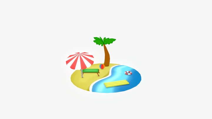 Beach Scene 3D Model