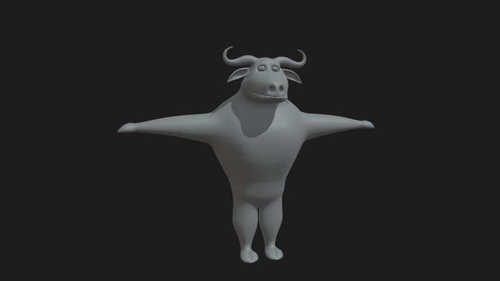 Buffalo cartoon character 3D Model
