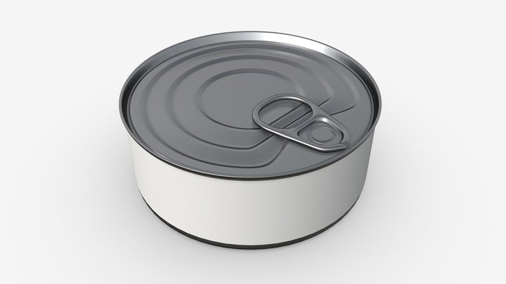 Сanned food round tin metal aluminum can 017 3D Model