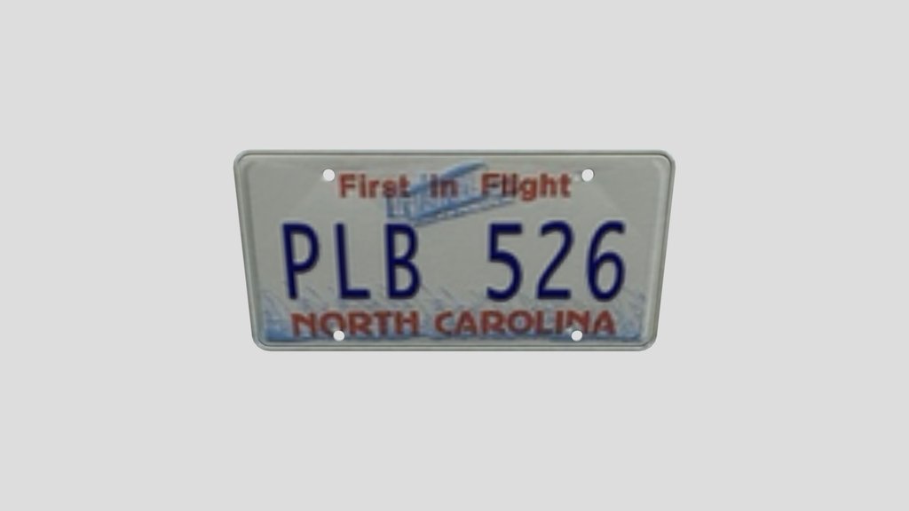 North Carolina Licence Plate Pl