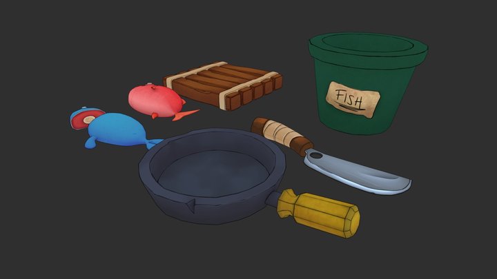 Fish Themed Props 3D Model