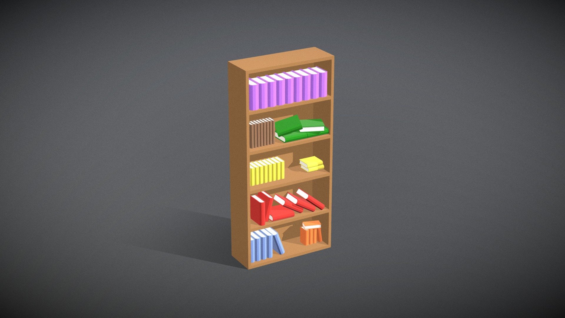 Low Poly Style Bookshelf Download Free 3D model by Cyber Sun Studio (cybersunstudio) [6d3e4ff