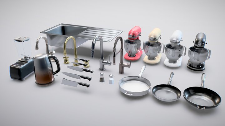 Collection of Kitchen Assets (21), 3D Model Pack 3D Model