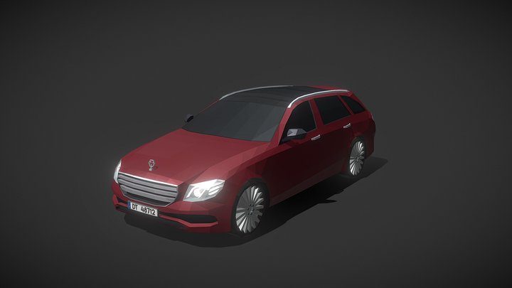 Low Poly Wagon Car 3D Model